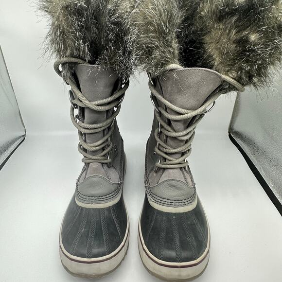 Sorel Joan of Arctic Fur Charcoal Gray Tall Winter Boot Womens Size 11 Gorpcore - Picture 6 of 15